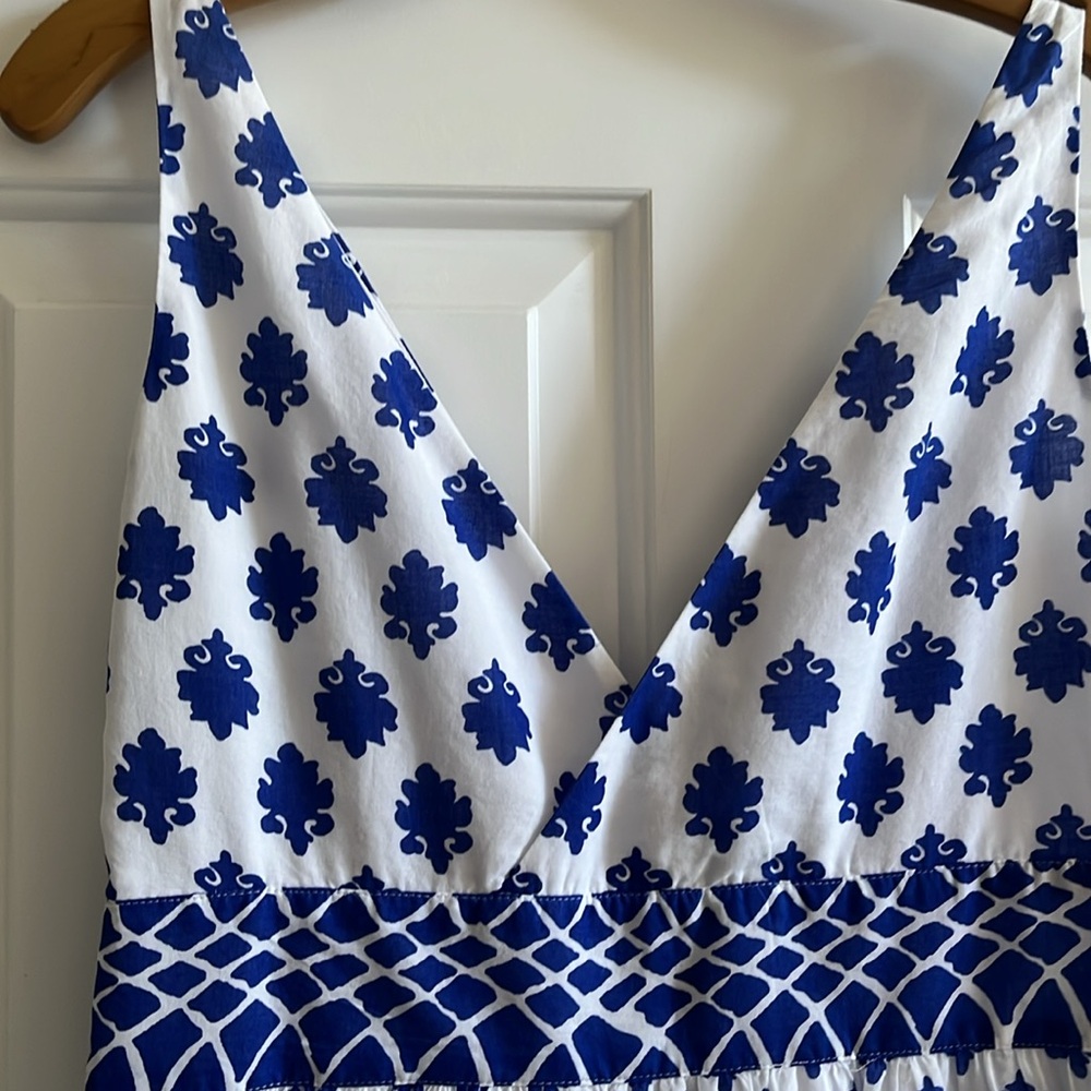 J. Crew White Maxi Dress with Blue Floral Print - Picture 3 of 6